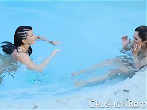 crush chicks - Romi Rain and Reena Sky nail in the pool